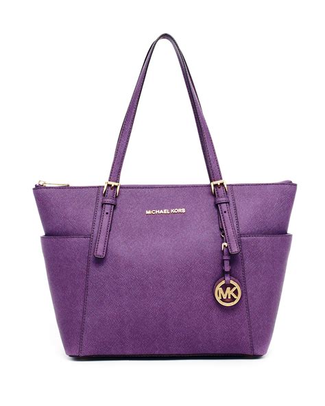 michael kors jet set medium tote purple|Michael Kors carryall pale peanut.